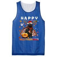 Funny Black Cat Halloween Christmas Cat Happy Hallothanksmas Gift Mesh Reversible Basketball Jersey Tank