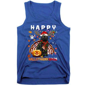 Funny Black Cat Halloween Christmas Cat Happy Hallothanksmas Gift Tank Top