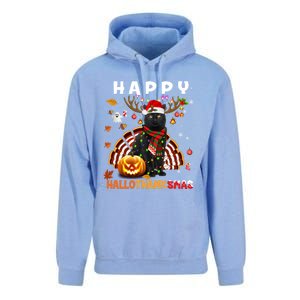 Funny Black Cat Halloween Christmas Cat Happy Hallothanksmas Gift Unisex Surf Hoodie