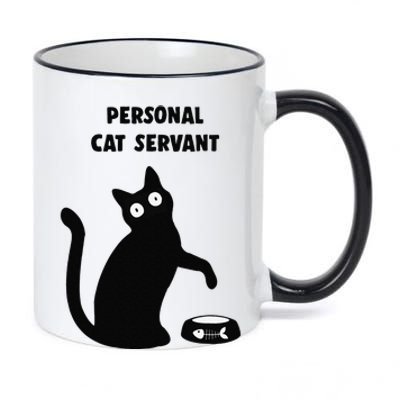 Funny Black Cat Personal Cat Servant Cat Lover Gift 11oz Black Color Changing Mug