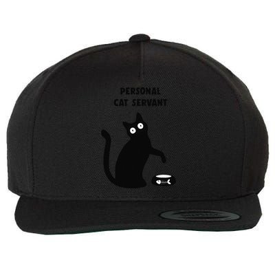 Funny Black Cat Personal Cat Servant Cat Lover Gift Wool Snapback Cap
