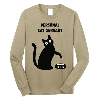 Funny Black Cat Personal Cat Servant Cat Lover Gift Long Sleeve Shirt