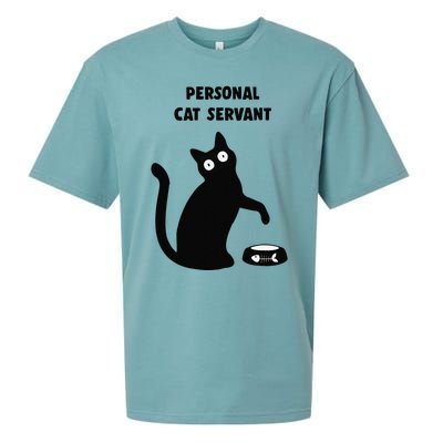 Funny Black Cat Personal Cat Servant Cat Lover Gift Sueded Cloud Jersey T-Shirt