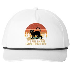 Funny Black Cat Book ItS Fine IM Fine Everything Is Fine Gift Snapback Five-Panel Rope Hat