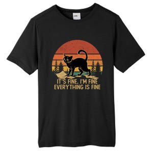 Funny Black Cat Book ItS Fine IM Fine Everything Is Fine Gift Tall Fusion ChromaSoft Performance T-Shirt