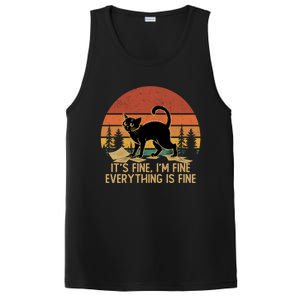 Funny Black Cat Book ItS Fine IM Fine Everything Is Fine Gift PosiCharge Competitor Tank