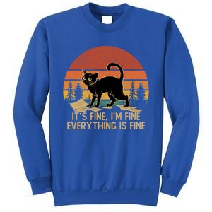 Funny Black Cat Book ItS Fine IM Fine Everything Is Fine Gift Sweatshirt