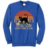 Funny Black Cat Book ItS Fine IM Fine Everything Is Fine Gift Sweatshirt