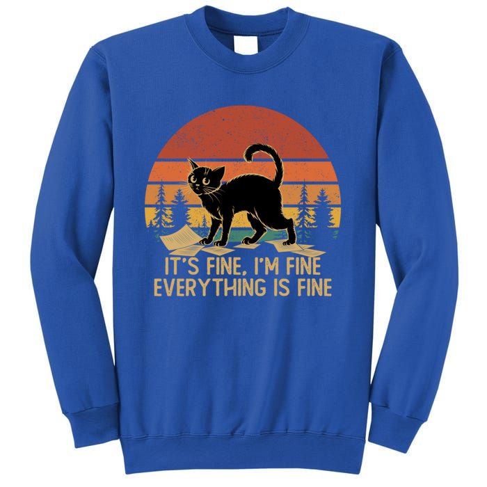 Funny Black Cat Book ItS Fine IM Fine Everything Is Fine Gift Sweatshirt