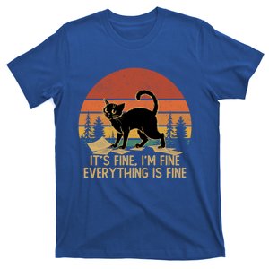 Funny Black Cat Book ItS Fine IM Fine Everything Is Fine Gift T-Shirt