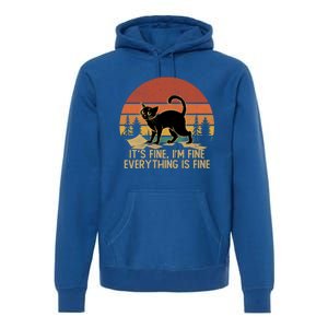 Funny Black Cat Book ItS Fine IM Fine Everything Is Fine Gift Premium Hoodie