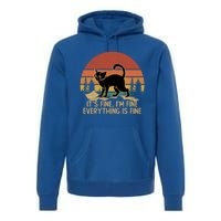 Funny Black Cat Book ItS Fine IM Fine Everything Is Fine Gift Premium Hoodie