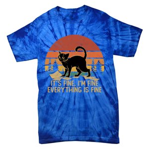 Funny Black Cat Book ItS Fine IM Fine Everything Is Fine Gift Tie-Dye T-Shirt