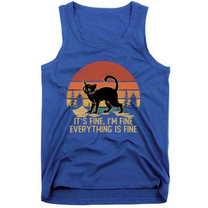 Funny Black Cat Book ItS Fine IM Fine Everything Is Fine Gift Tank Top