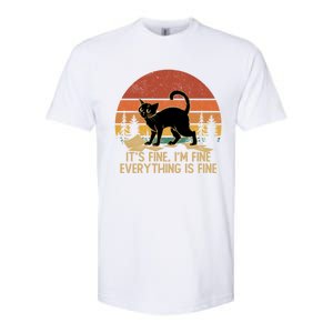 Funny Black Cat Book ItS Fine IM Fine Everything Is Fine Gift Softstyle CVC T-Shirt