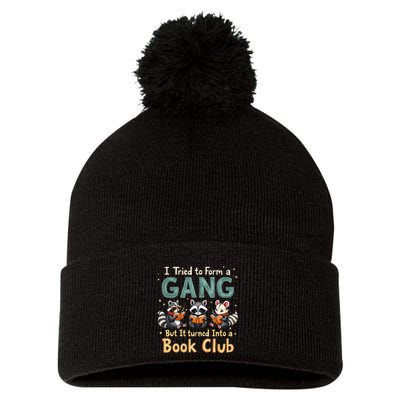 Funny Book Club Animal Gang I Tried To Form A Gang Design Pom Pom 12in Knit Beanie