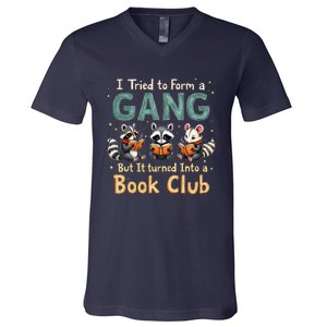 Funny Book Club Animal Gang I Tried To Form A Gang Design V-Neck T-Shirt