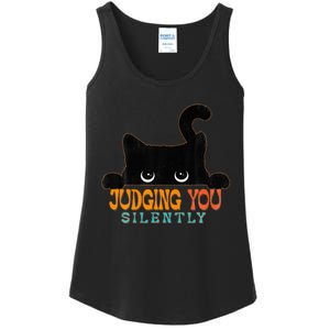 Funny Black Cat Judging You Silently Sarcastic Cat  Ladies Essential Tank