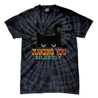 Funny Black Cat Judging You Silently Sarcastic Cat  Tie-Dye T-Shirt