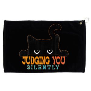 Funny Black Cat Judging You Silently Sarcastic Cat  Grommeted Golf Towel