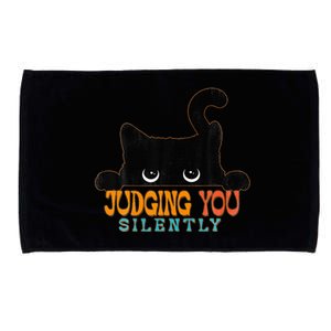 Funny Black Cat Judging You Silently Sarcastic Cat  Microfiber Hand Towel