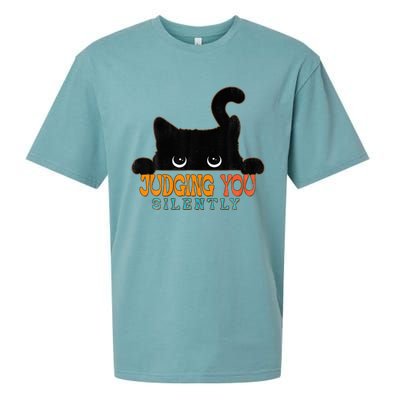 Funny Black Cat Judging You Silently Sarcastic Cat  Sueded Cloud Jersey T-Shirt