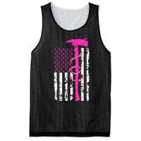 Firefighter Breast Cancer Awareness USA Flag Pink Ribbon Mesh Reversible Basketball Jersey Tank