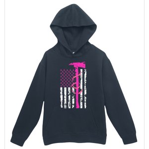 Firefighter Breast Cancer Awareness USA Flag Pink Ribbon Urban Pullover Hoodie