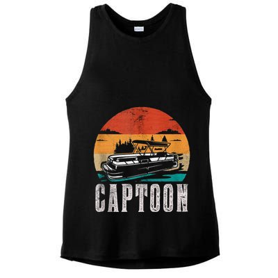 Funny Boating Captoon Pontoon Tritoon Captain Pontoon Boat Ladies PosiCharge Tri-Blend Wicking Tank