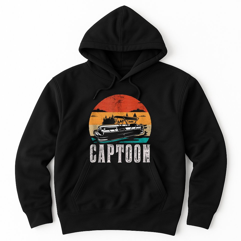 Funny Boating Captoon Pontoon Tritoon Captain Pontoon Boat Hoodie