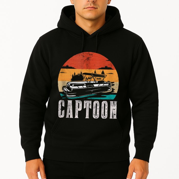 Funny Boating Captoon Pontoon Tritoon Captain Pontoon Boat Hoodie