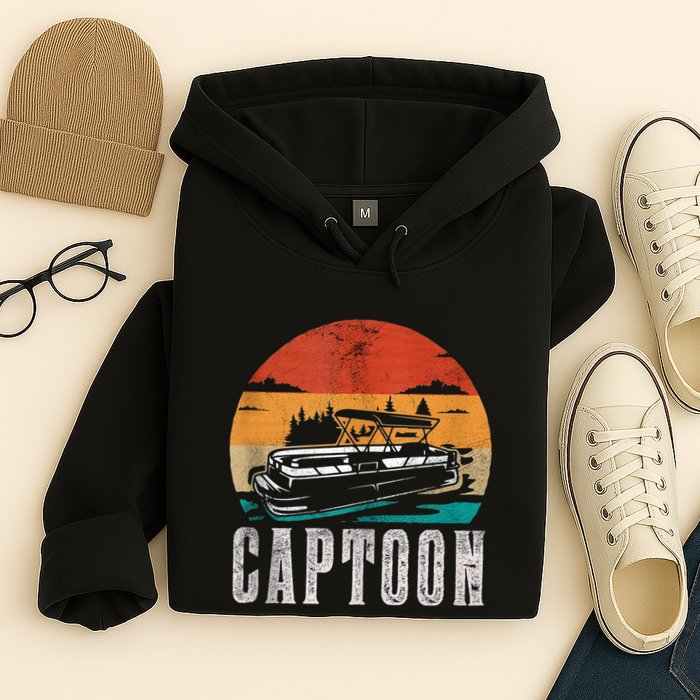 Funny Boating Captoon Pontoon Tritoon Captain Pontoon Boat Hoodie