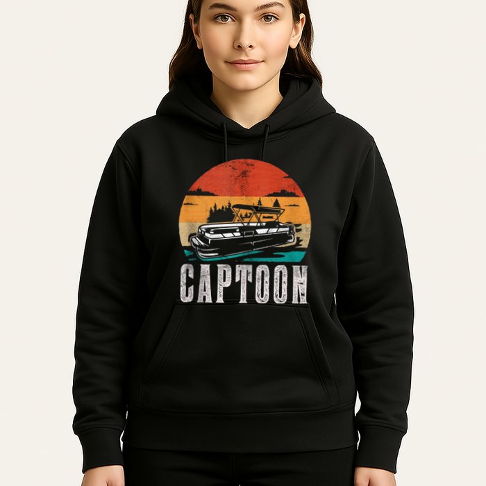 Funny Boating Captoon Pontoon Tritoon Captain Pontoon Boat Hoodie