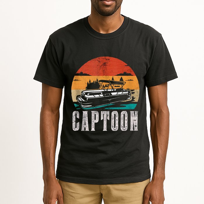 Funny Boating Captoon Pontoon Tritoon Captain Pontoon Boat Tall T-Shirt