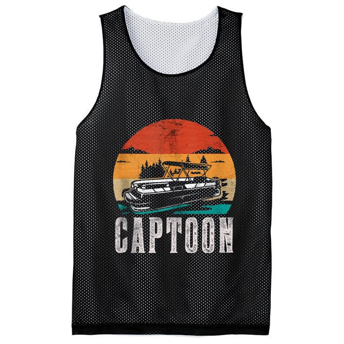 Funny Boating Captoon Pontoon Tritoon Captain Pontoon Boat Mesh Reversible Basketball Jersey Tank