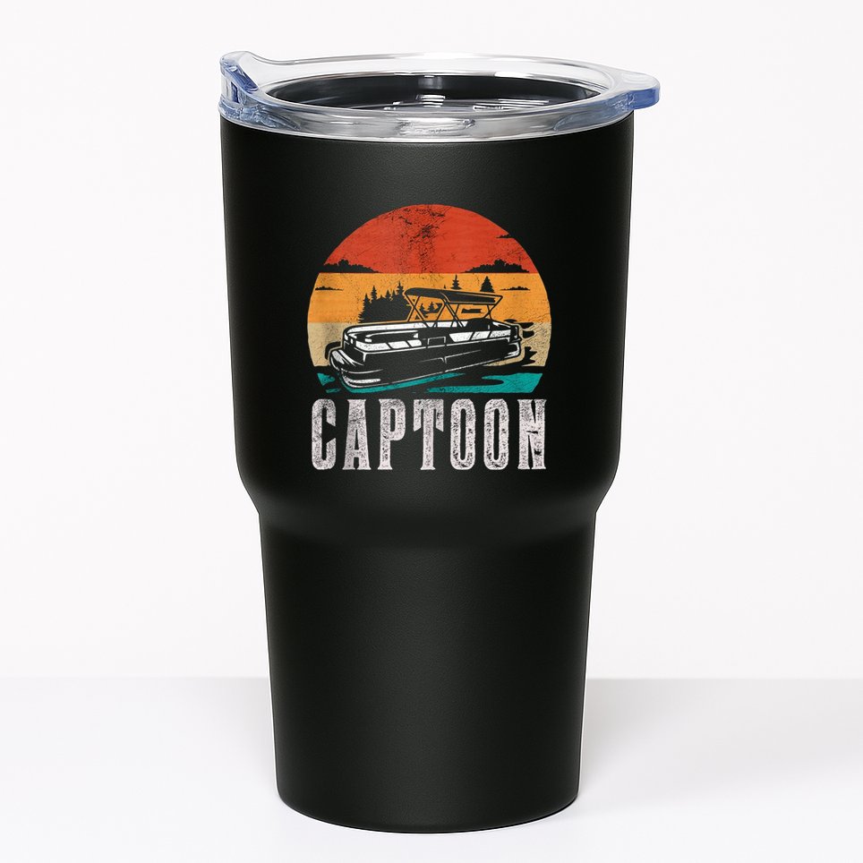 Funny Boating Captoon Pontoon Tritoon Captain Pontoon Boat Tumbler