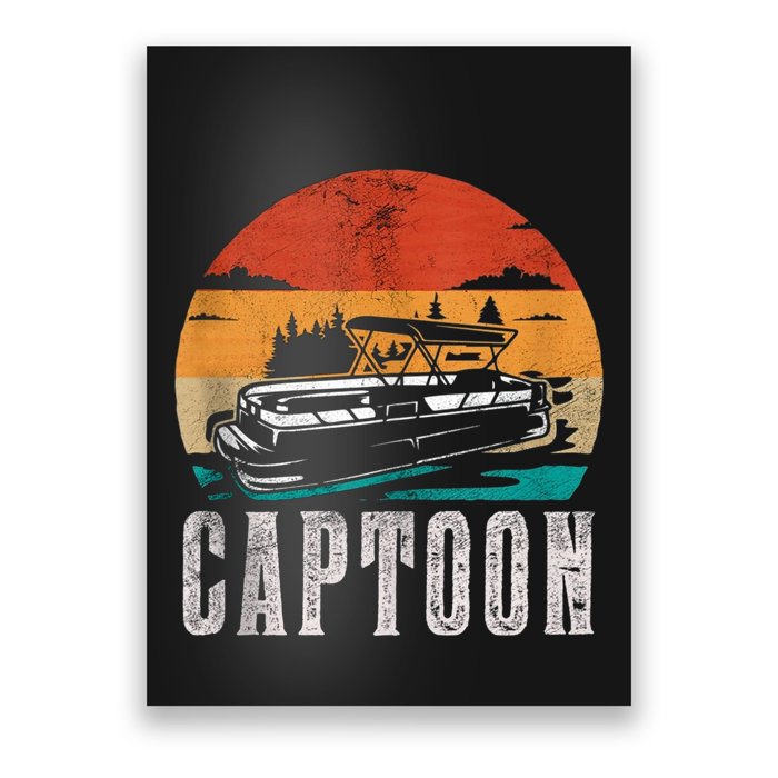 Funny Boating Captoon Pontoon Tritoon Captain Pontoon Boat Poster