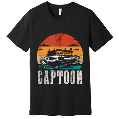 Funny Boating Captoon Pontoon Tritoon Captain Pontoon Boat Premium T-Shirt