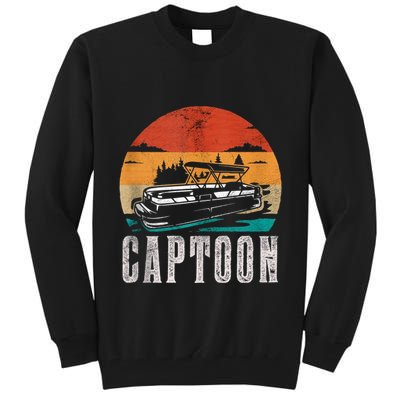 Funny Boating Captoon Pontoon Tritoon Captain Pontoon Boat Tall Sweatshirt