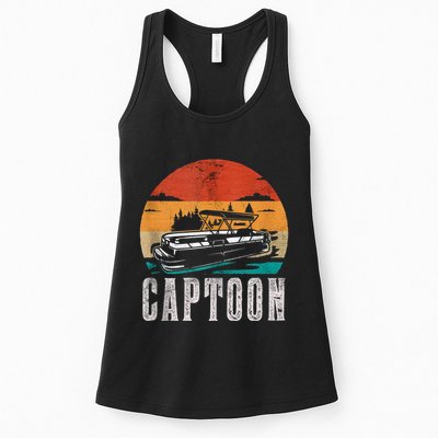 Funny Boating Captoon Pontoon Tritoon Captain Pontoon Boat Womens Tank Top