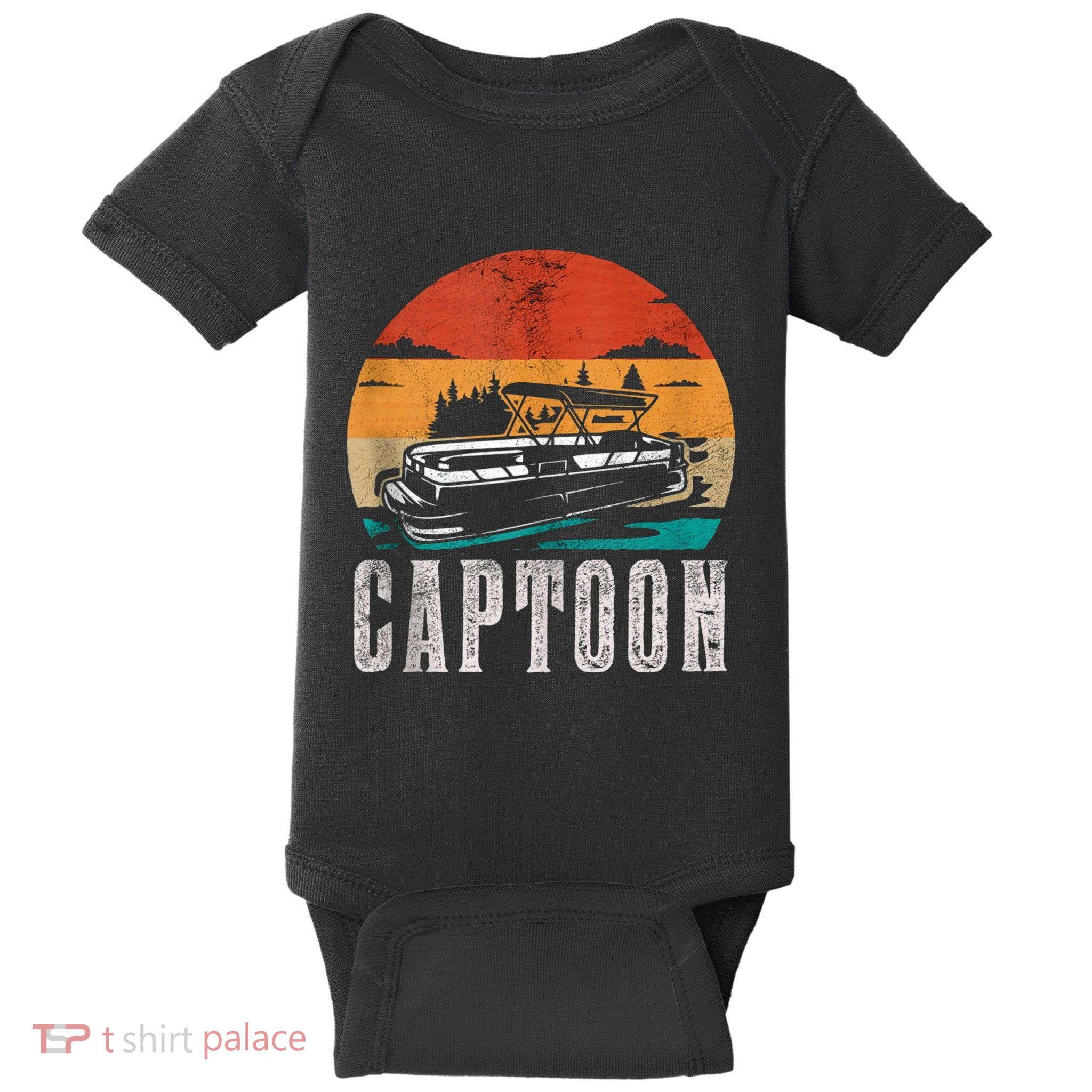 Funny Boating Captoon Pontoon Tritoon Captain Pontoon Boat Baby Bodysuit