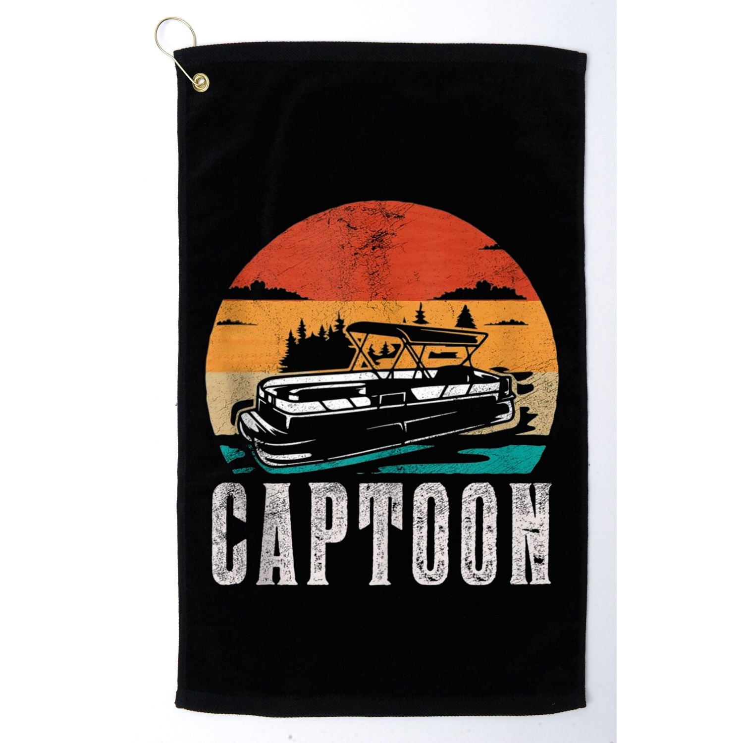 Funny Boating Captoon Pontoon Tritoon Captain Pontoon Boat Golf Towel