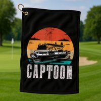 Funny Boating Captoon Pontoon Tritoon Captain Pontoon Boat Golf Towel