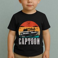 Funny Boating Captoon Pontoon Tritoon Captain Pontoon Boat Toddler T-Shirt