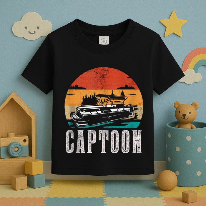 Funny Boating Captoon Pontoon Tritoon Captain Pontoon Boat Toddler T-Shirt