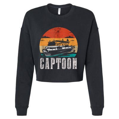 Funny Boating Captoon Pontoon Tritoon Captain Pontoon Boat Cropped Pullover Crew