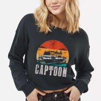 Funny Boating Captoon Pontoon Tritoon Captain Pontoon Boat Cropped Pullover Crew