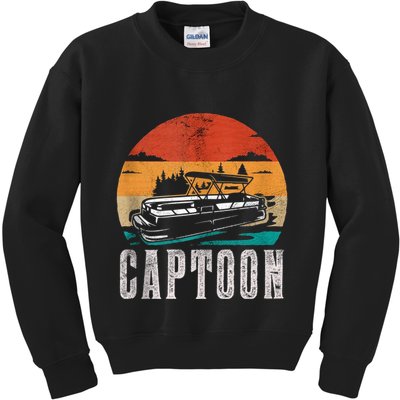 Funny Boating Captoon Pontoon Tritoon Captain Pontoon Boat Kids Sweatshirt