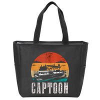 Funny Boating Captoon Pontoon Tritoon Captain Pontoon Boat Zip Tote Bag