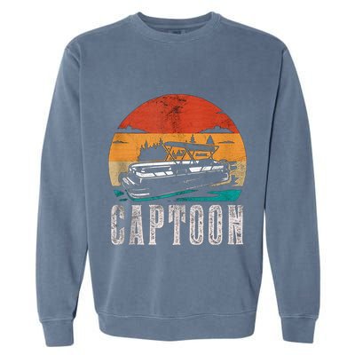 Funny Boating Captoon Pontoon Tritoon Captain Pontoon Boat Garment-Dyed Sweatshirt
